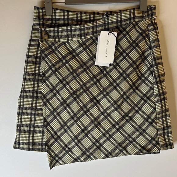 NWT LINE & DOT Lisa Plaid Mini Wrap Skirt Women Size S - Picture 1 of 4